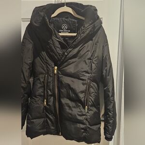 Women's Black Puffer Jacket with Hood - Insulated Winter Coat